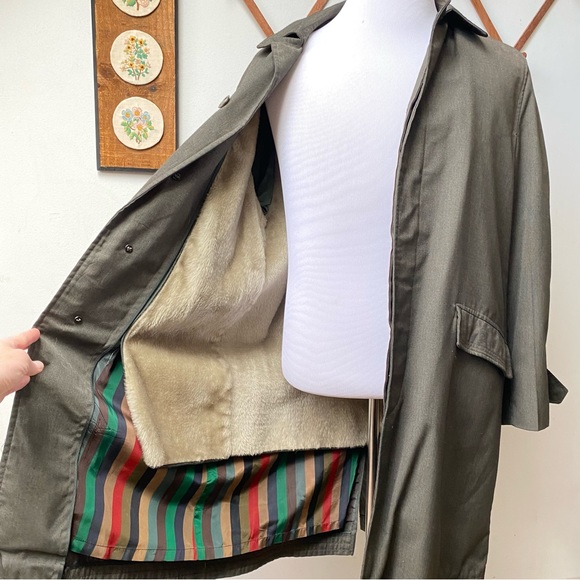 Vintage Other - Vintage Sherpa Lined Olive Green Overcoat